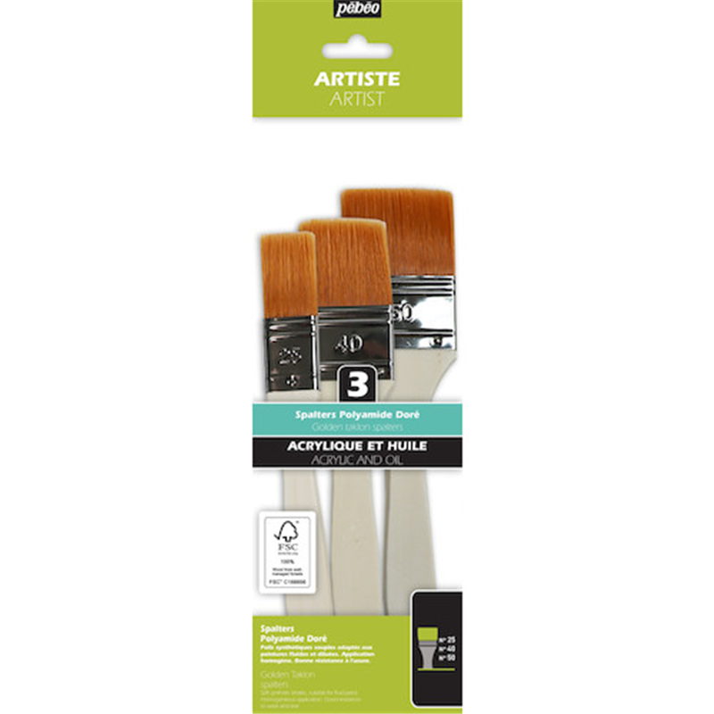 Pebeo 化繊刷毛 3本セット(25/40/50mm)FSC認証軸 1個（ご注文単位1個）【直送品】