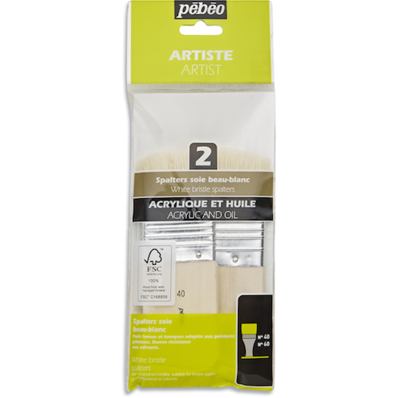Pebeo 白豚毛刷毛 2本セット(40/60mm)FSC認証軸 1本（ご注文単位1本）【直送品】