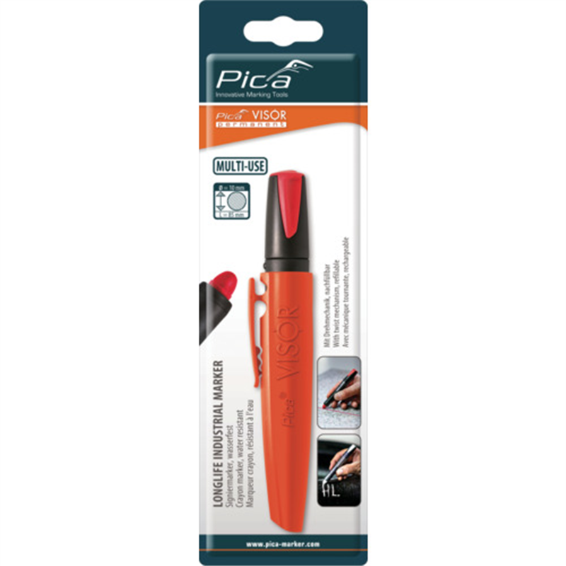 ピカマーカー パーマネントマルチマーカーVISOR  赤 ブリスターパック 1本（ご注文単位1本）【直送品】