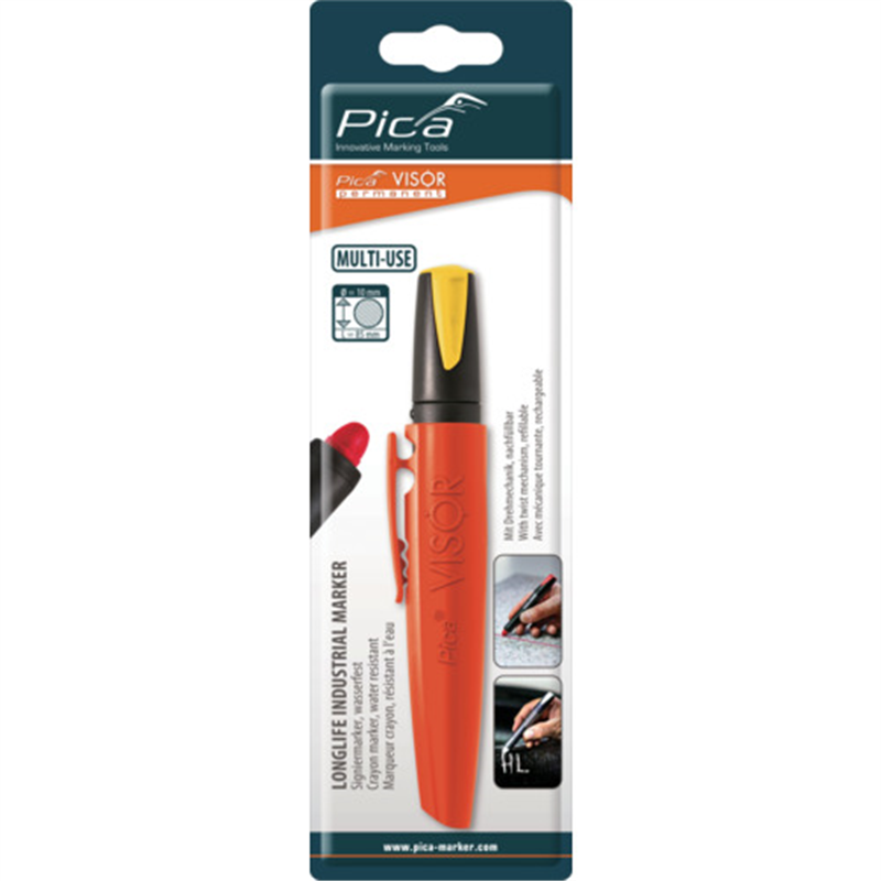 ピカマーカー パーマネントマルチマーカーVISOR  黄 ブリスターパック 1本（ご注文単位1本）【直送品】
