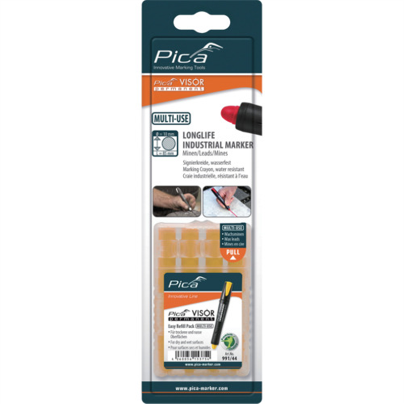 ピカマーカー パーマネントマルチマーカーVISOR用替え 黄 4本入り ブリスターパック 1箱（ご注文単位1箱）【直送品】