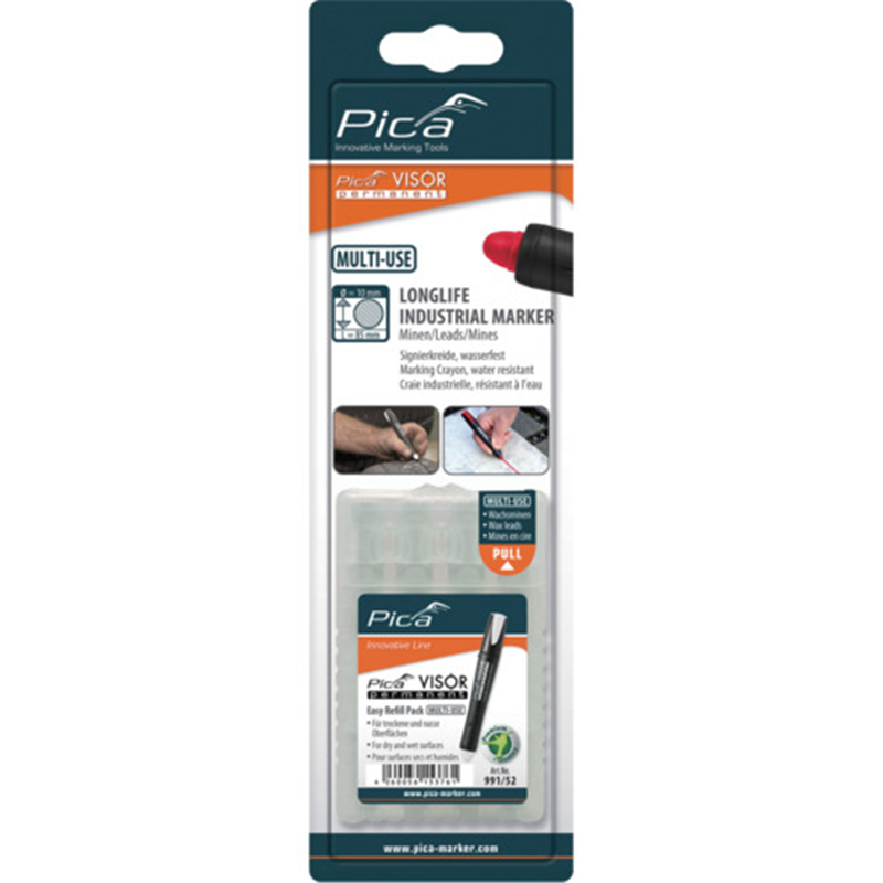 ピカマーカー パーマネントマルチマーカーVISOR用替え 白 4本入り ブリスターパック 1箱（ご注文単位1箱）【直送品】