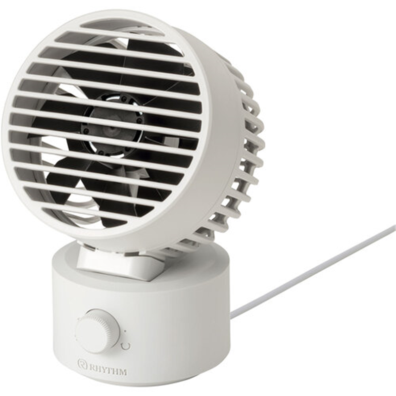 RHYTHM 卓上扇風機 静音 小型 USB給電式 自動首振り 強力 DCモーター 2重反転ファン デスクファン お手入れ簡単 Silky Wind Mini ライトグレー 1個（ご注文単位1個）【直送品】
