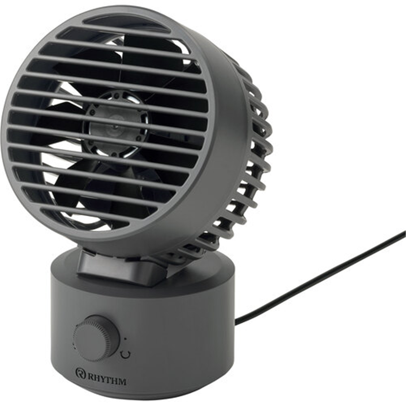 RHYTHM 卓上扇風機 静音 小型 USB給電式 自動首振り 強力 DCモーター 2重反転ファン デスクファン お手入れ簡単 Silky Wind Mini ダークグレー 1個（ご注文単位1個）【直送品】
