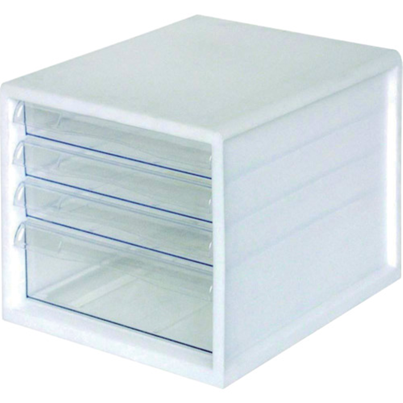 ナカバヤシ A4レターケース一体/浅3段深1段/ホワイト 1台（ご注文単位1台）【直送品】