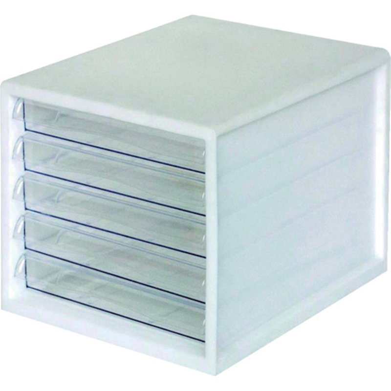 ナカバヤシ A4レターケース一体/浅5段/ホワイト 1台（ご注文単位1台）【直送品】