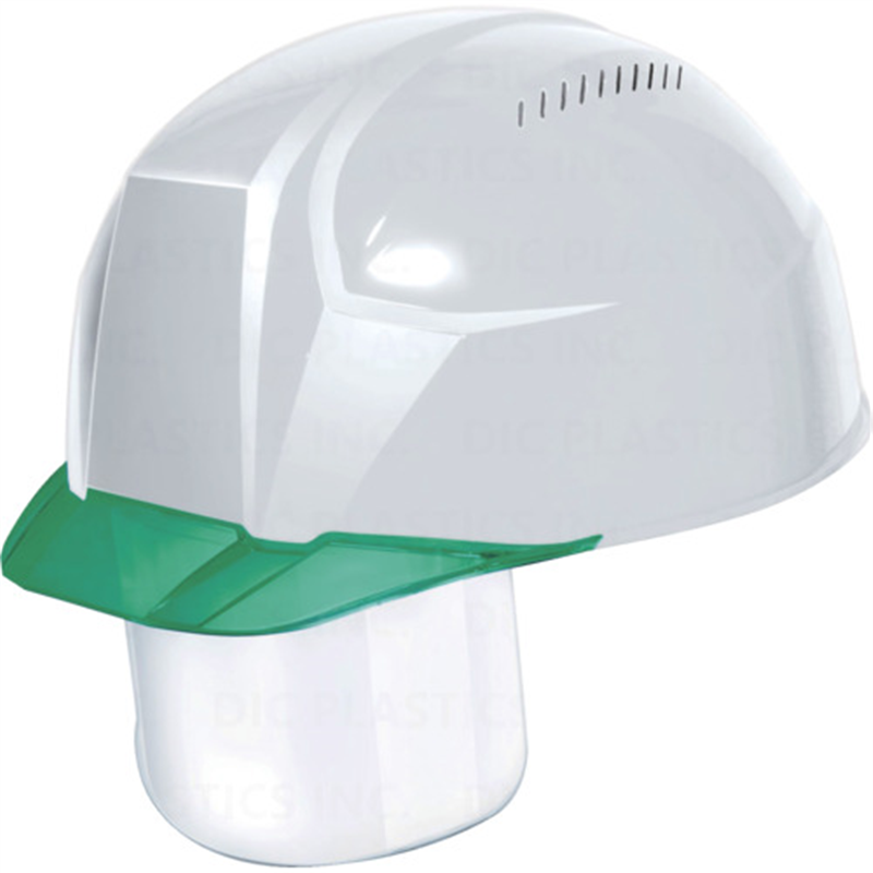 DIC 超軽量 透明バイザーヘルメット(シールド面付) AA23-CSV KP 白/グリーン 1個（ご注文単位1個）【直送品】