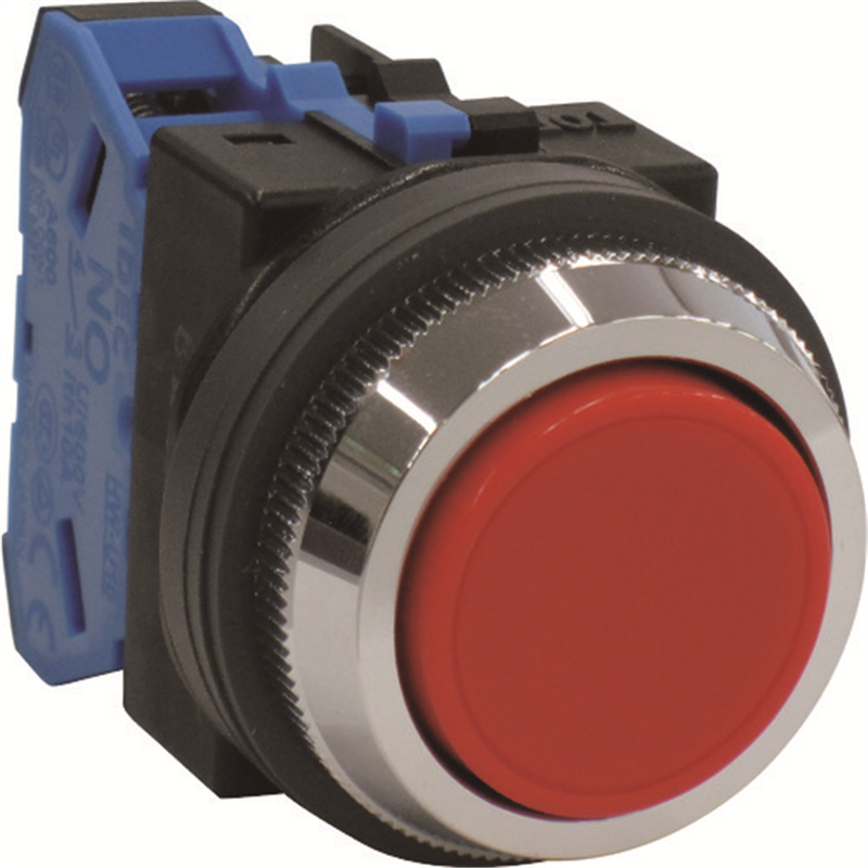 IDEC 平形押しボタンスイッチ 赤 1個（ご注文単位1個）【直送品】