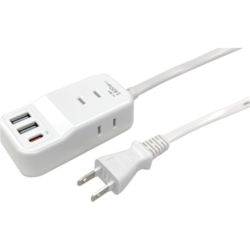 air-J 業界最小クラスモバイルタップACX3,USBX2,type-c(PD20W)X1 1.5mケーブル WH 1個（ご注文単位1個）【直送品】