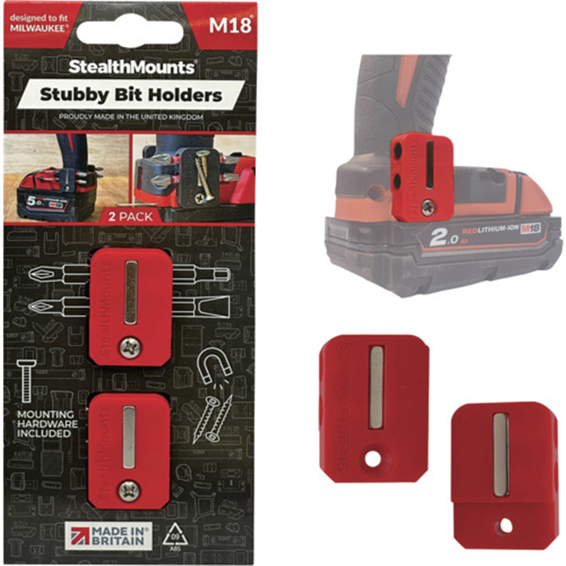 ステルスマウント StubbyビットホルダーミルウォーキーM18用(2個入り)レッド 1箱（ご注文単位1箱）【直送品】