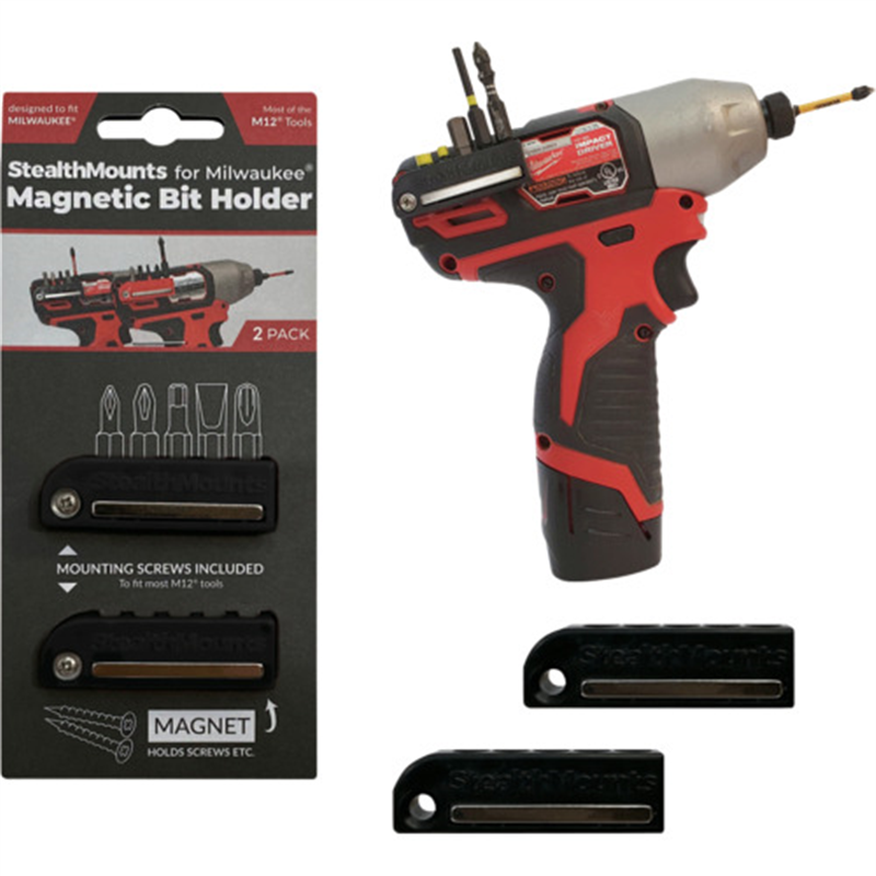 ステルスマウント ビットホルダーミルウォーキーM12用(2個入り)ブラック 1箱（ご注文単位1箱）【直送品】