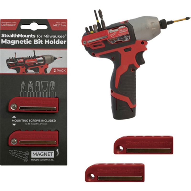 ステルスマウント ビットホルダーミルウォーキーM12用(2個入り)レッド 1組（ご注文単位1組）【直送品】