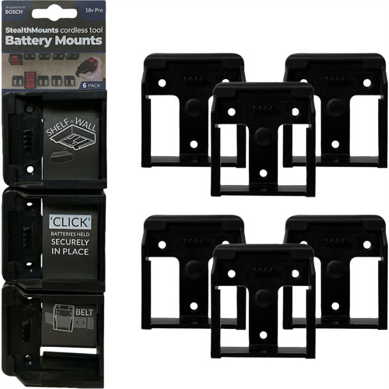 ステルスマウント バッテリーマウントボッシュ18V用(6個入り)ブラック 1セット（ご注文単位1セット）【直送品】