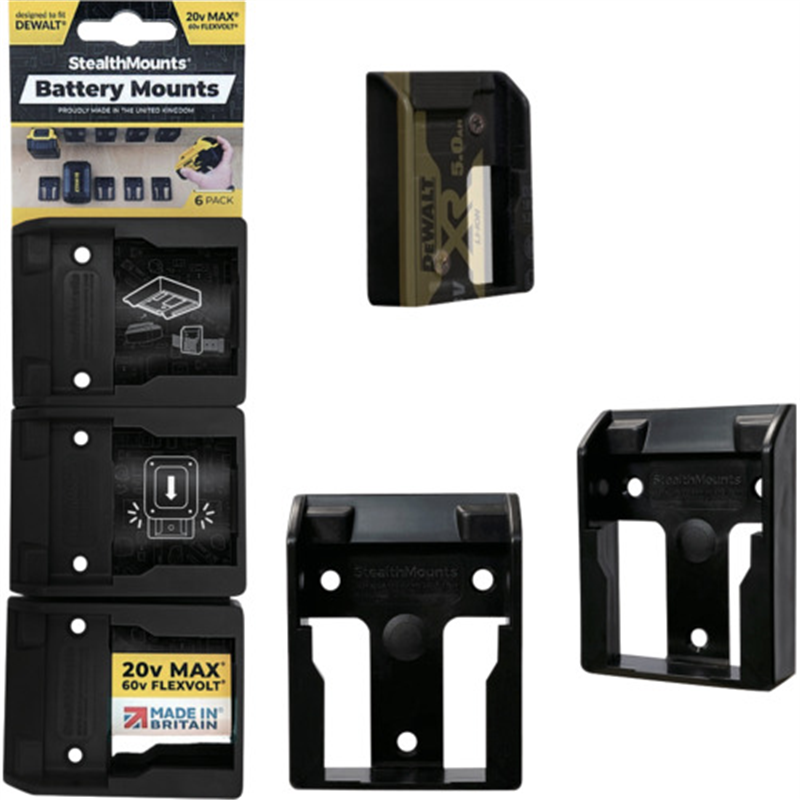 ステルスマウント バッテリーマウントデウォルトXR20V用(6個入り)ブラック 1セット（ご注文単位1セット）【直送品】