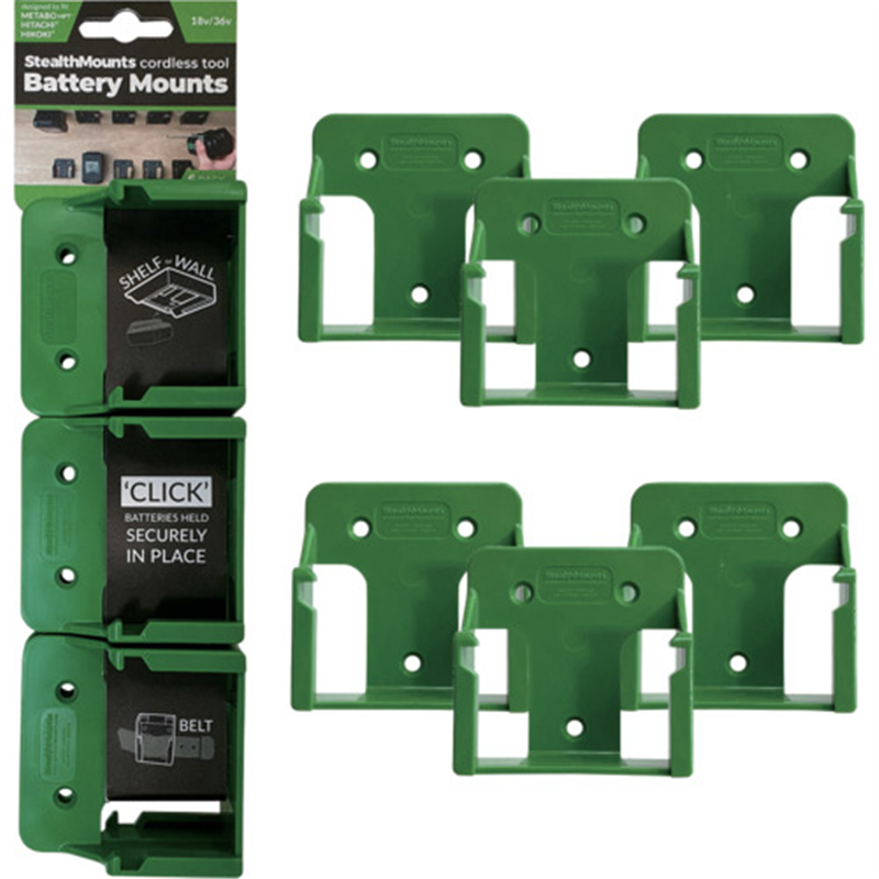 ステルスマウント バッテリーマウントハイコーキ/メタボHPT/ヒタチ18V用(6個入り)グリーン 1セット（ご注文単位1セット）【直送品】