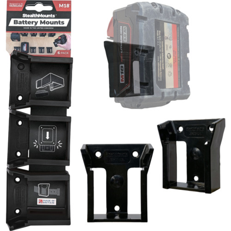ステルスマウント バッテリーマウントミルウォーキーM18用(6個入り)ブラック 1セット（ご注文単位1セット）【直送品】