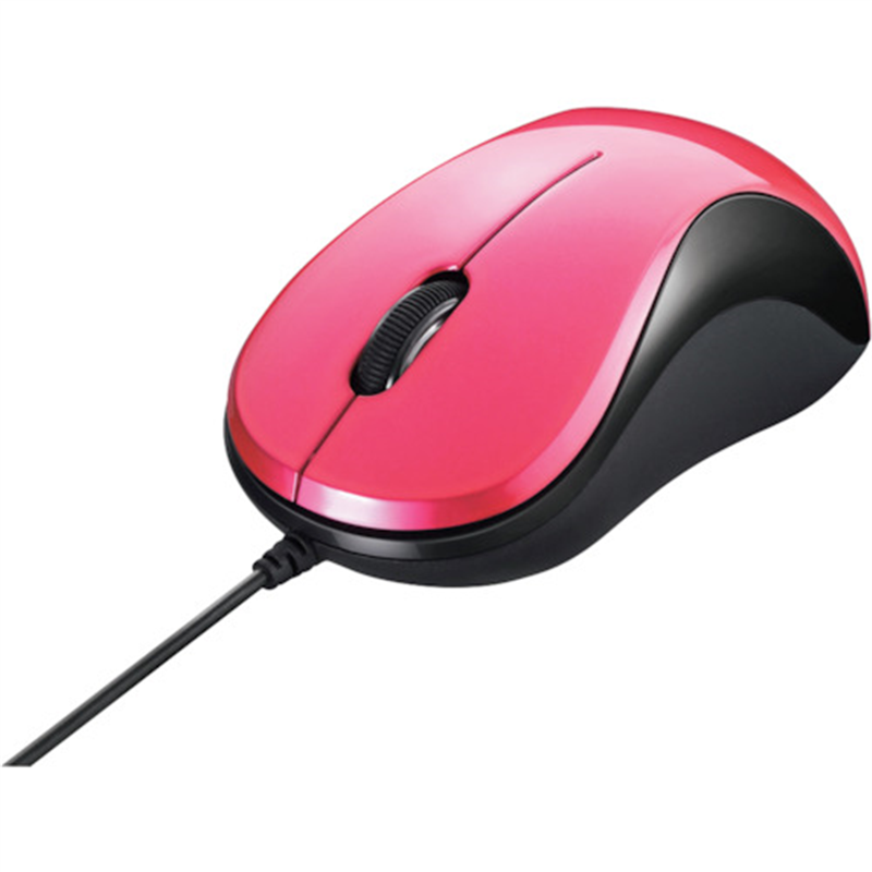 BUFFALO 有線 BlueLED光学式マウス 静音/3ボタン ピンク 1個（ご注文単位1個）【直送品】