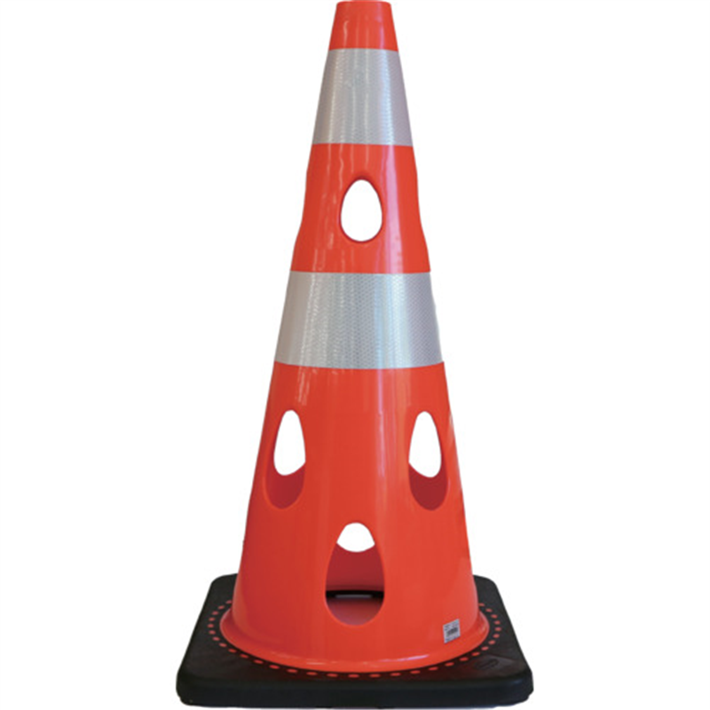 CAR-BOY 点滅灯設置可能タイプ(上部切り欠き加工あり) 穴あきコーン 反射ホワイト レッド 1本（ご注文単位1本）【直送品】