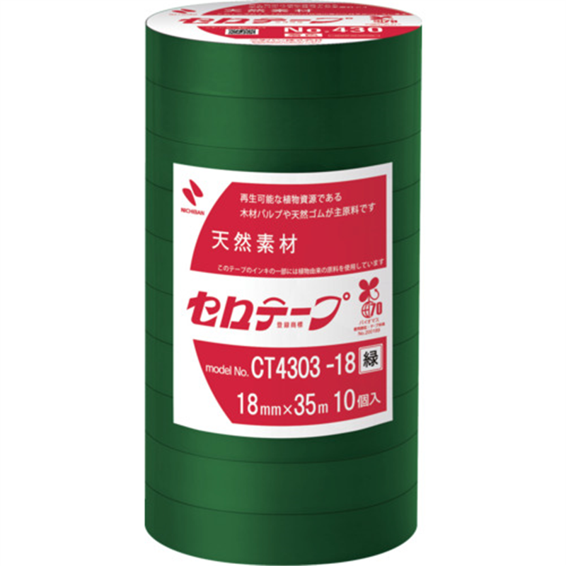 ニチバン 着色セロテープ NO.430 緑 18mmX35m 1本(10巻入り) 1本（ご注文単位1本）【直送品】