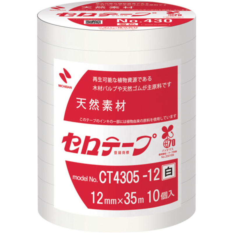 ニチバン 着色セロテープ NO.430 白 12mmX35m 1本(10巻入り) 1本（ご注文単位1本）【直送品】