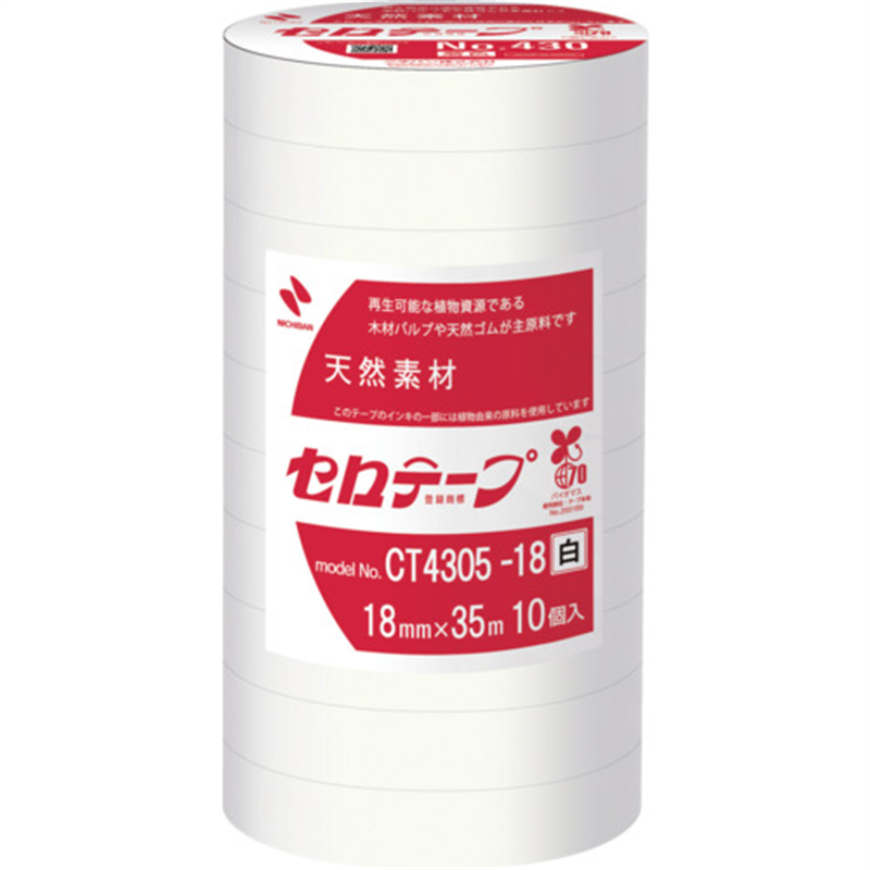 ニチバン 着色セロテープ NO.430 白 18mmX35m 1本(10巻入り) 1本（ご注文単位1本）【直送品】