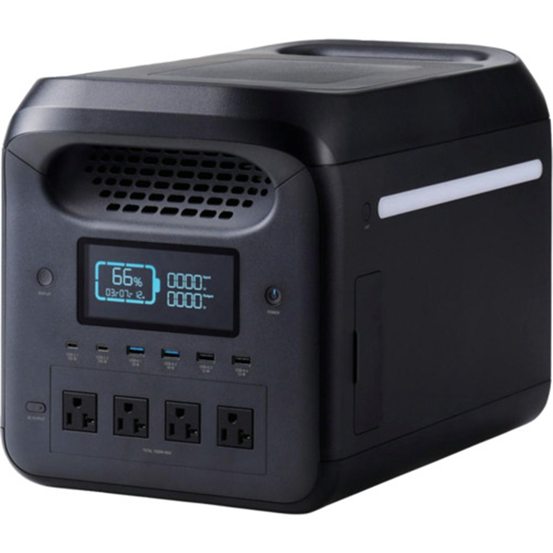 ELECOM ポータブル電源 1229Wh AC定格出力1500W AC×4 ブラック 1台（ご注文単位1台）【直送品】