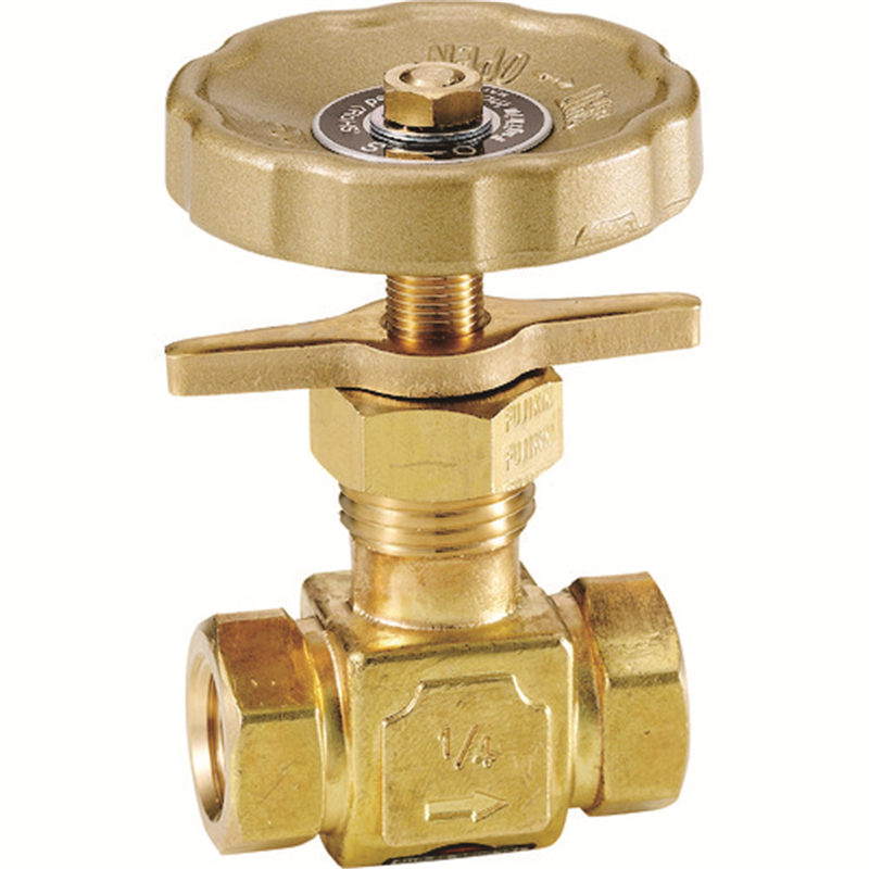 Fujikin 黄銅製ニードルバルブ1/4B プロペラナット付き 1個（ご注文単位1個）【直送品】