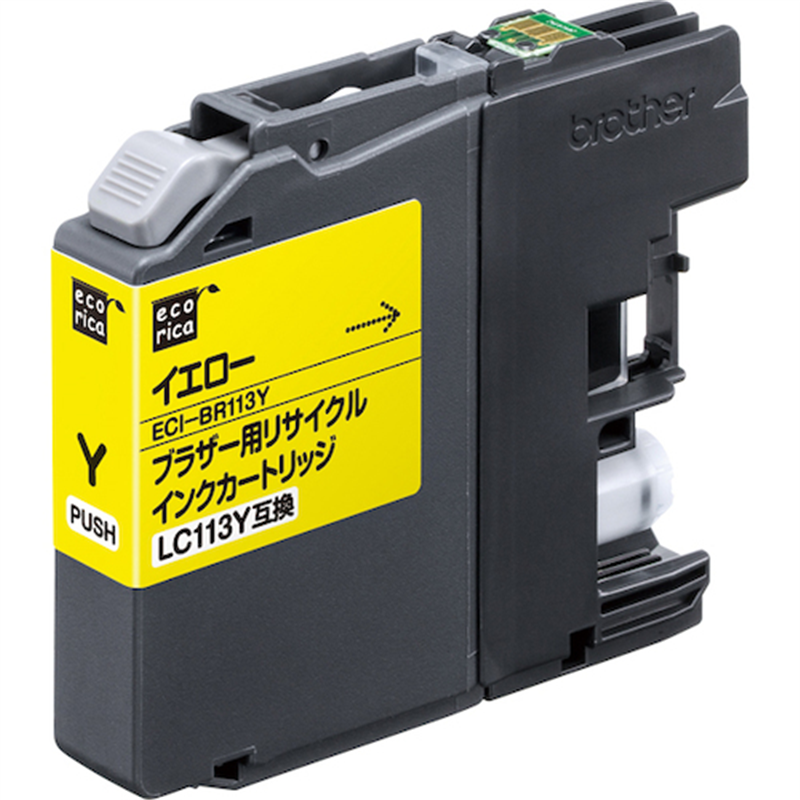 ecorica LC113Y互換リサイクルインクカートリッジ イエロー 1個（ご注文単位1個）【直送品】