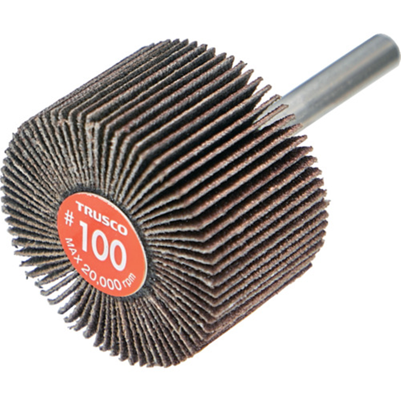 TRUSCO エコノミーフラップホイール 軸径6mm 外径40X幅25X軸長35 #100(5個入) 1箱（ご注文単位1箱）【直送品】