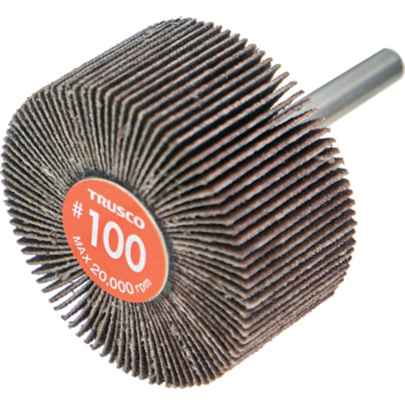 TRUSCO エコノミーフラップホイール 軸径6mm 外径50X幅25X軸長35 #100(5個入) 1箱（ご注文単位1箱）【直送品】