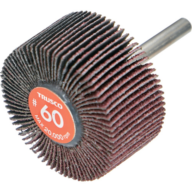 TRUSCO エコノミーフラップホイール 軸径6mm 外径50X幅25X軸長35 #60(5個入) 1箱（ご注文単位1箱）【直送品】