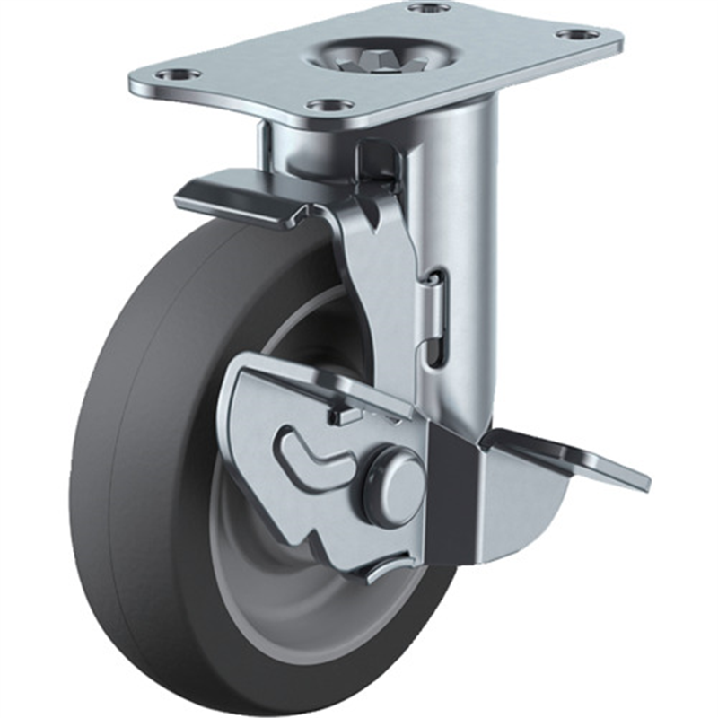 ユーエイ プレート式 自在 キャスター エラストマー 車輪径75mm ストッパー付き SILENTタイプ EF-DS型 取付寸法56×28 1個（ご注文単位1個）【直送品】