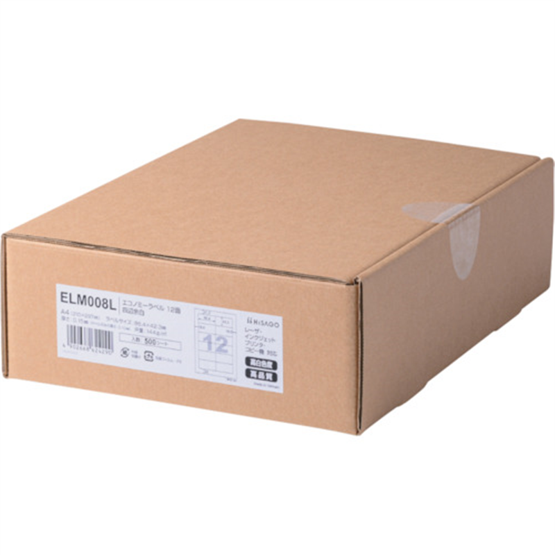 HISAGO エコノミーラベル 12面四辺余白 1箱（ご注文単位1箱）【直送品】