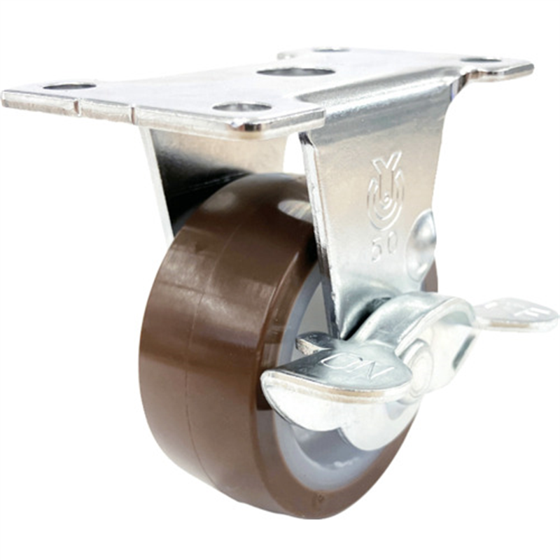 ユーエイ プレート式 固定 キャスター ウレタン 車輪径50mm ストッパー付き Eタイプ ER-S型 取付寸法56×28 1個（ご注文単位1個）【直送品】