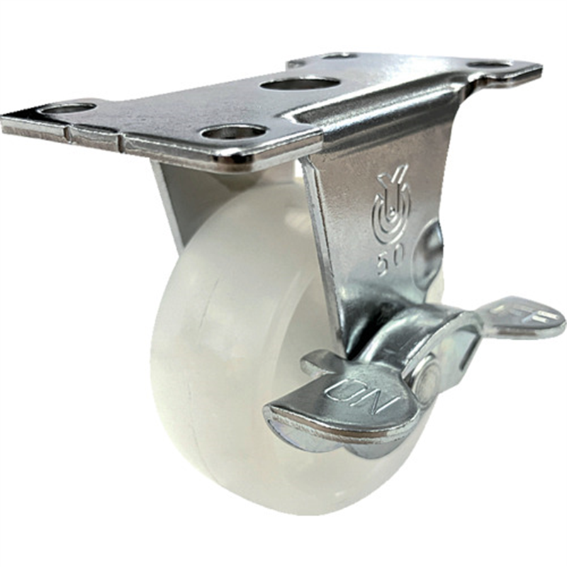 ユーエイ プレート式 固定 キャスター ナイロン 車輪径65mm ストッパー付き Eタイプ ER-S型 取付寸法56×28 1個（ご注文単位1個）【直送品】