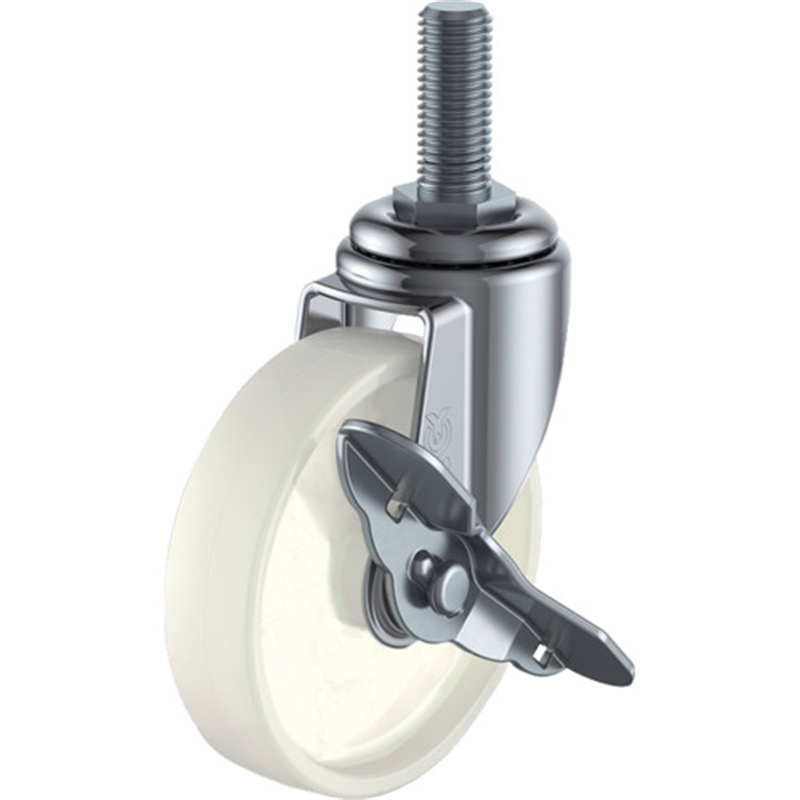 ユーエイ ねじ込み式 自在 キャスター ナイロン 車輪径65mm ストッパー付き Eタイプ ET-S型 ネジ寸法M12×35ピッチ1.75 1個（ご注文単位1個）【直送品】