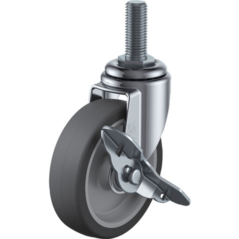 ユーエイ ねじ込み式 自在 キャスター エラストマー 車輪径75mm ストッパー付き Eタイプ ET-S型 ネジ寸法M12×35ピッチ1.75 1個（ご注文単位1個）【直送品】