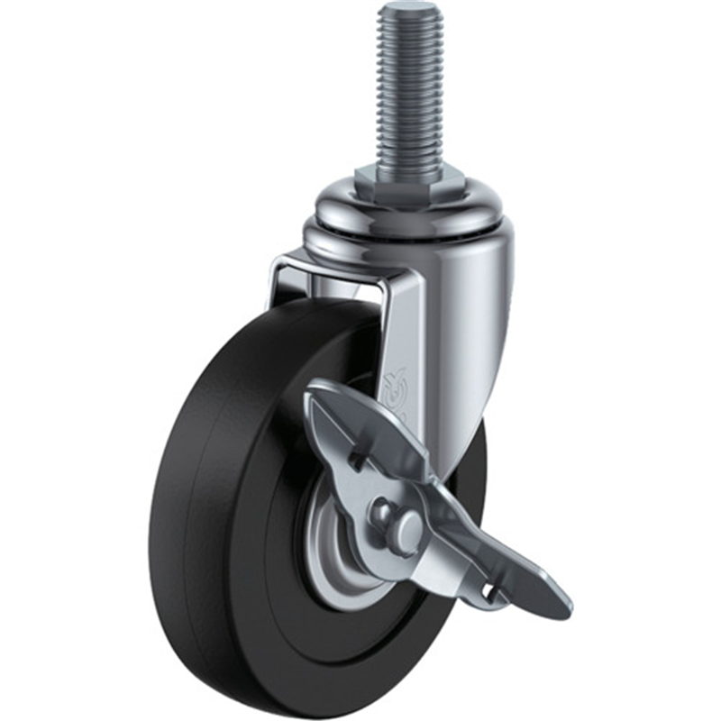 ユーエイ ねじ込み式 自在 キャスター ゴム 車輪径75mm ストッパー付き Eタイプ ET-S型 ネジ寸法W3/8×14山数16 1個（ご注文単位1個）【直送品】