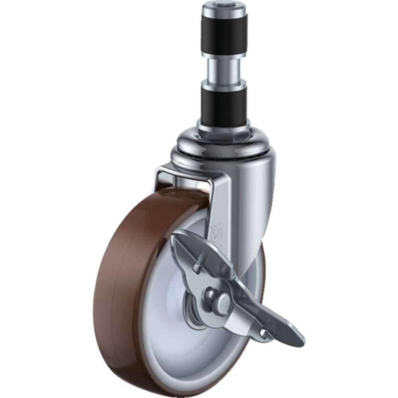 ユーエイ 差し込み式 自在 キャスター ウレタン 車輪径125mm ストッパー付き Eタイプ ETF-S型 パイプ径22 1個（ご注文単位1個）【直送品】