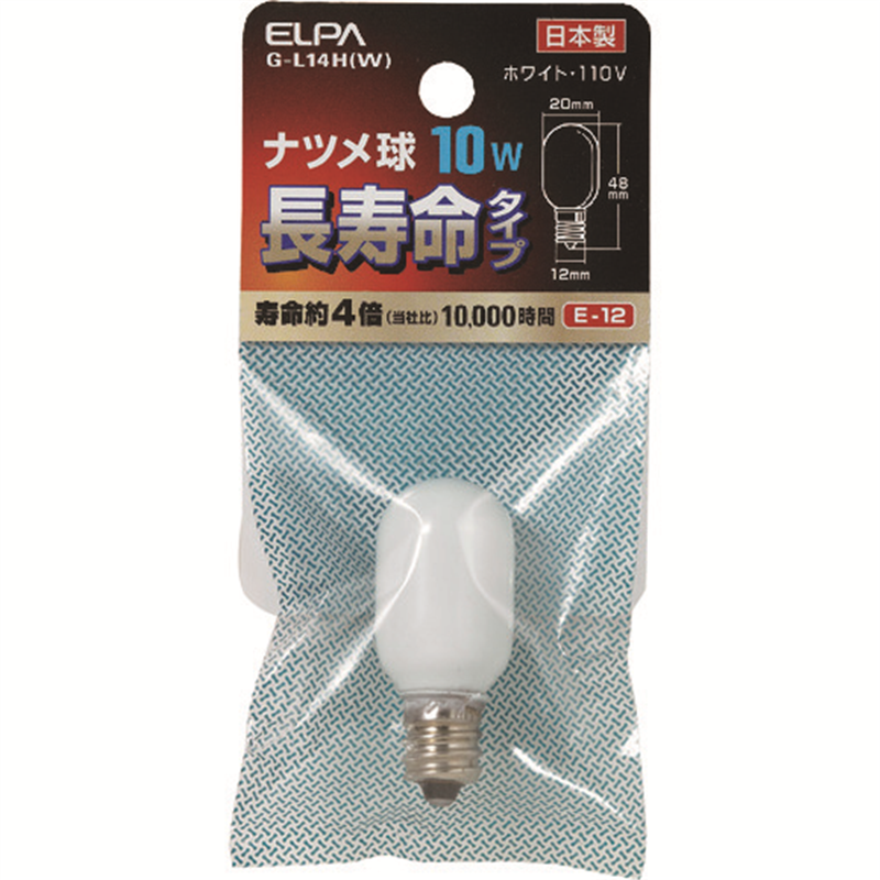 ELPA ナツメ球 E12 消費電力10W 長寿命 ホワイト 1個（ご注文単位1個）【直送品】