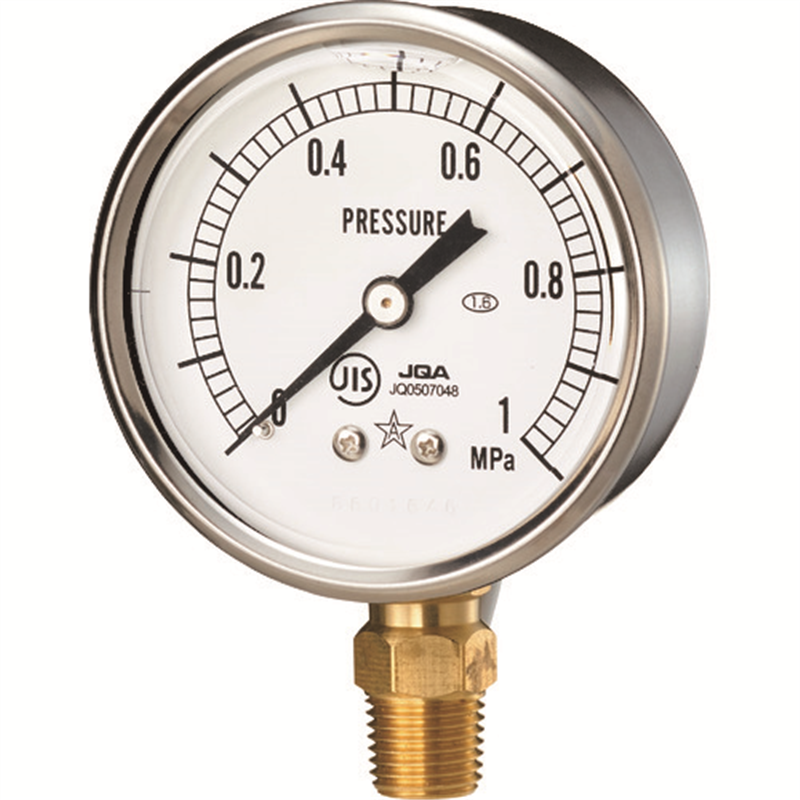 右下 グリセリン入圧力計 圧力レンジ0~60MPa 接続部サイズR1/4 1個（ご注文単位1個）【直送品】