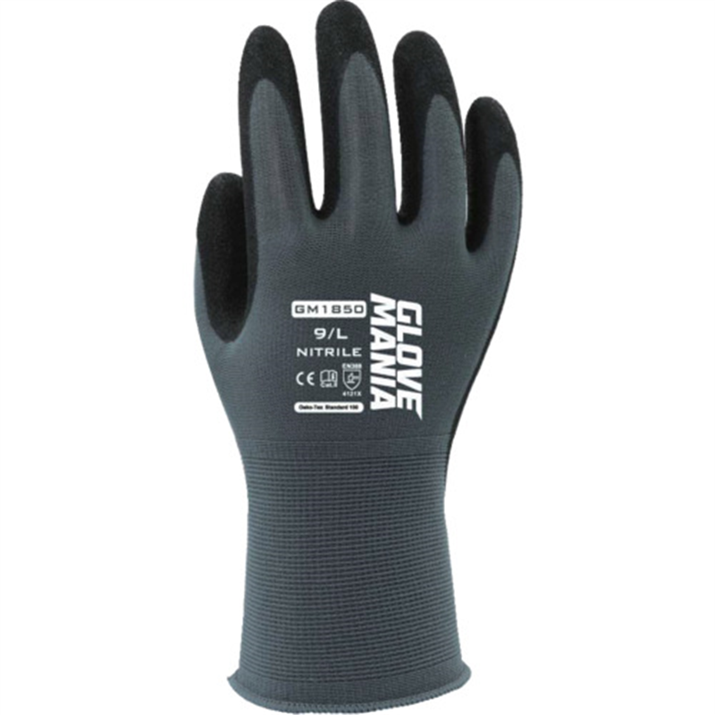 川西 GM1850 グローブマニア ニトリル グレー XLサイズ 1双（ご注文単位1双）【直送品】