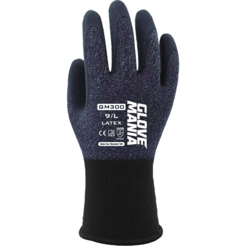 川西 GM300 グローブマニア ラテックス ネイビー Lサイズ 1双（ご注文単位1双）【直送品】