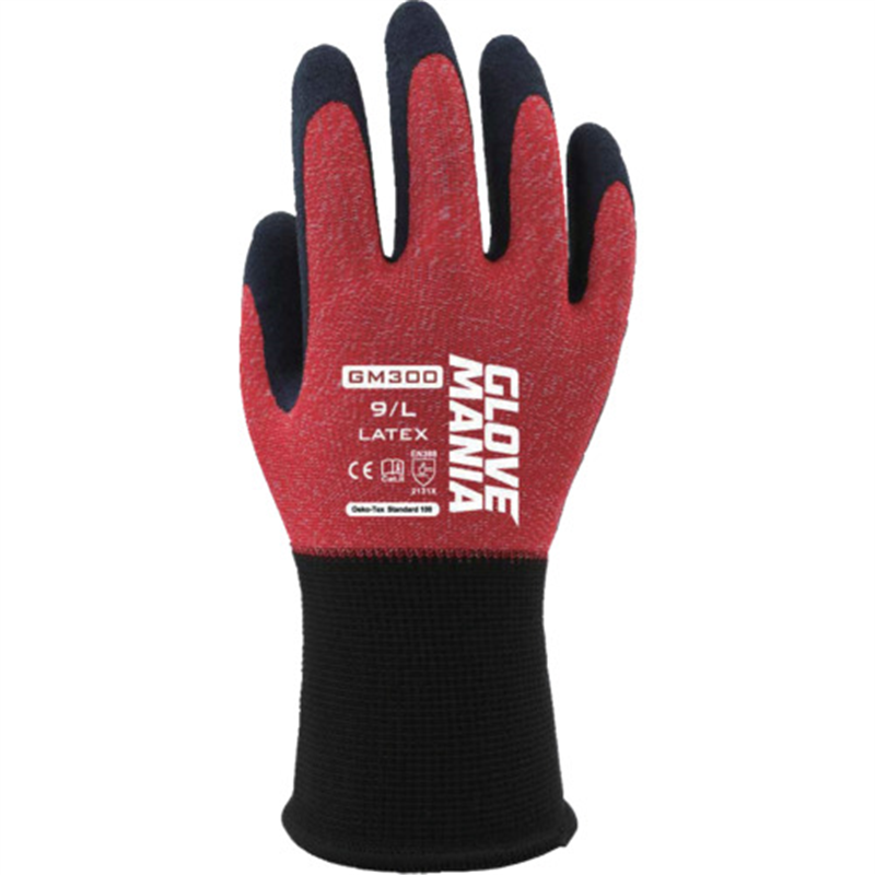 川西 GM300 グローブマニア ラテックス レッド Mサイズ 3双組 1束（ご注文単位1束）【直送品】