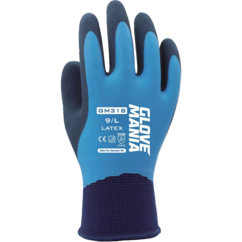 川西 GM318 グローブマニア ラテックス ブルー Mサイズ 3双組 1束（ご注文単位1束）【直送品】