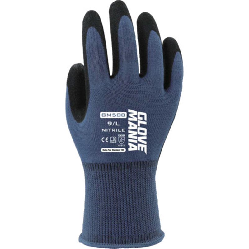川西 GM500 グローブマニア ニトリル スチームブルー Lサイズ 1双（ご注文単位1双）【直送品】