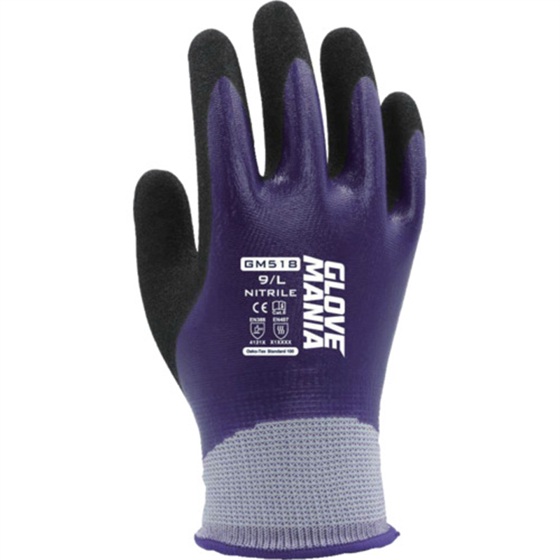 川西 GM518 グローブマニア ニトリル パープル XLサイズ 1双（ご注文単位1双）【直送品】