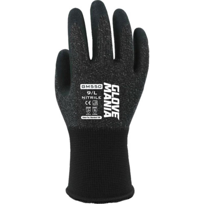 川西 GM550 グローブマニア ニトリル ブラック XLサイズ 1双（ご注文単位1双）【直送品】