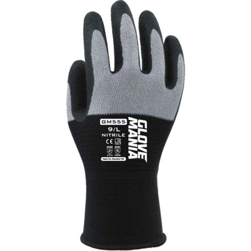 川西 GM555 グローブマニア ニトリル ブラック XLサイズ 1双（ご注文単位1双）【直送品】
