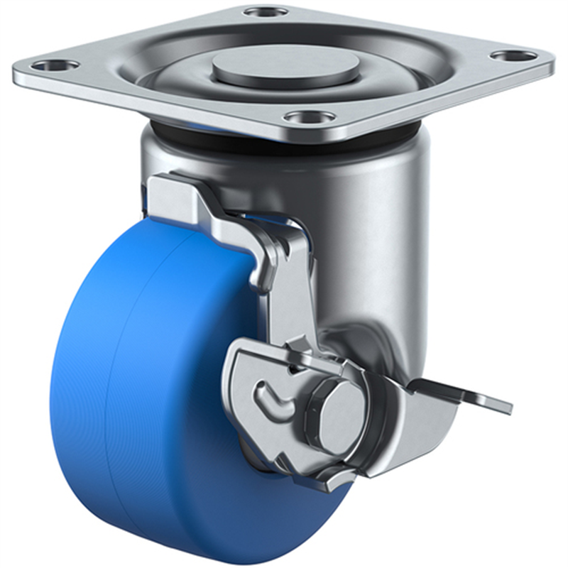 ユーエイ プレート式 自在 低床キャスター モノマーキャストナイロン 車輪径50mm ストッパー付き Hタイプ HG-S型 取付寸法50×50 1個（ご注文単位1個）【直送品】